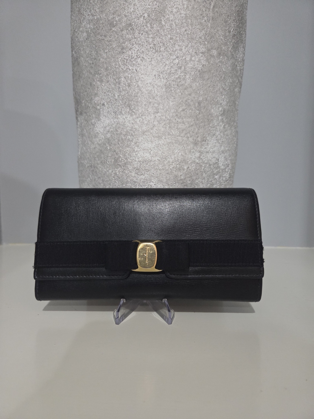 Salvatore Ferragamo Black Vara Bow Leather Wallet